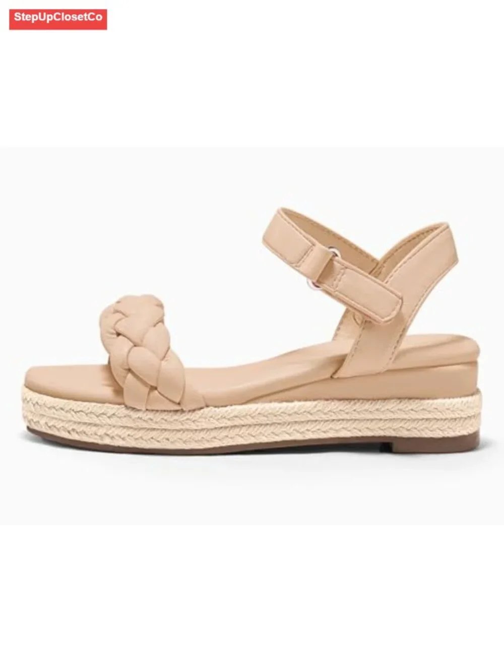 Girls Platform Sandals Espadrille Braid Open Toe Ankle Strap Wedge